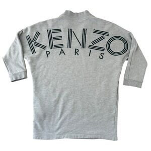 Vintage Kenzo Paris Sweatshirt Gray Oversized Logo Spellout Made Portugal 90s